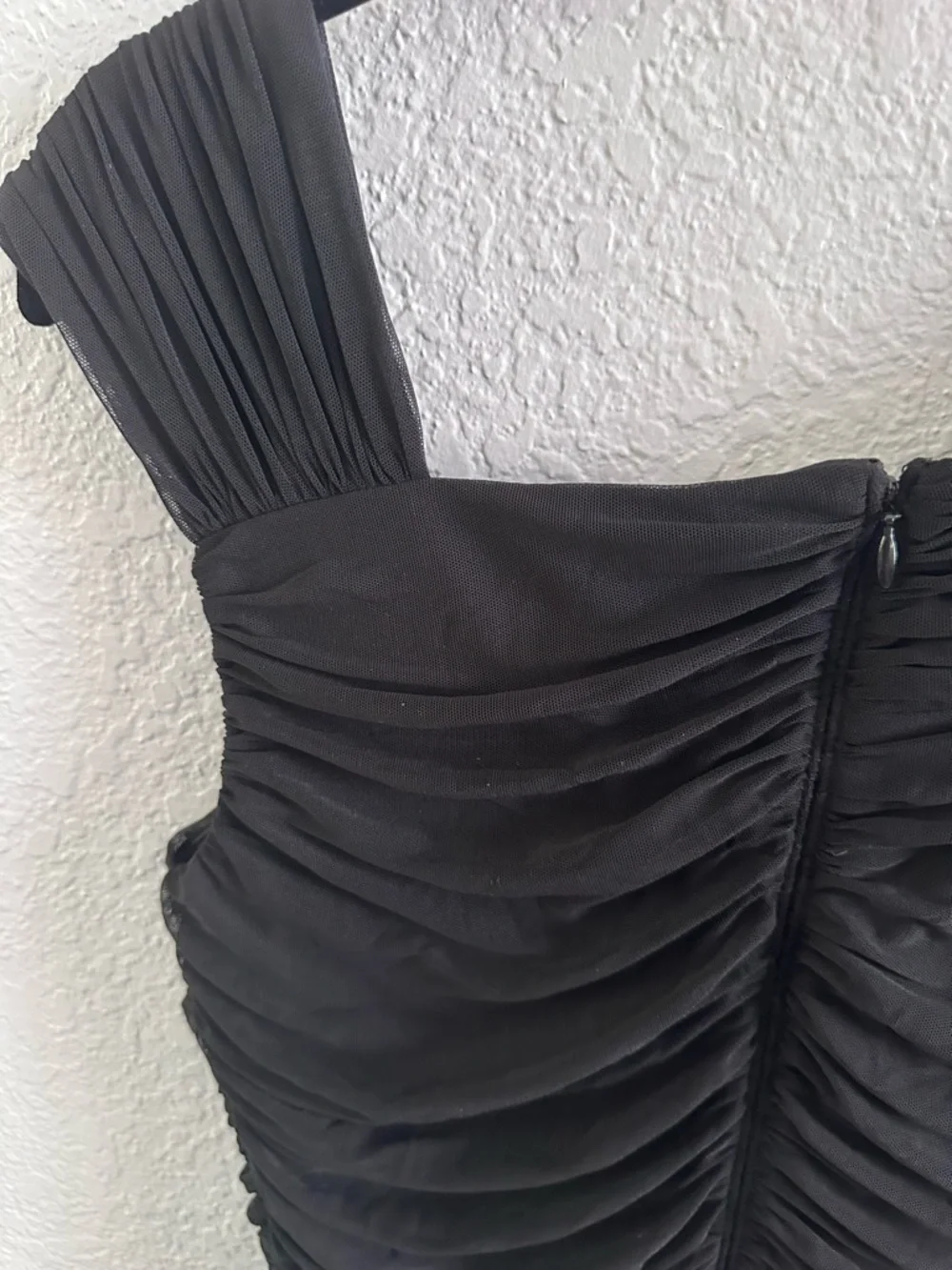 Tadashi Collection Black Ruched Cocktail Dress One Shoulder Jersey Bodycon M - Picture 8 of 14